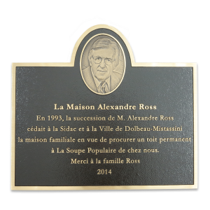 Plaque de bronze coulé Ross