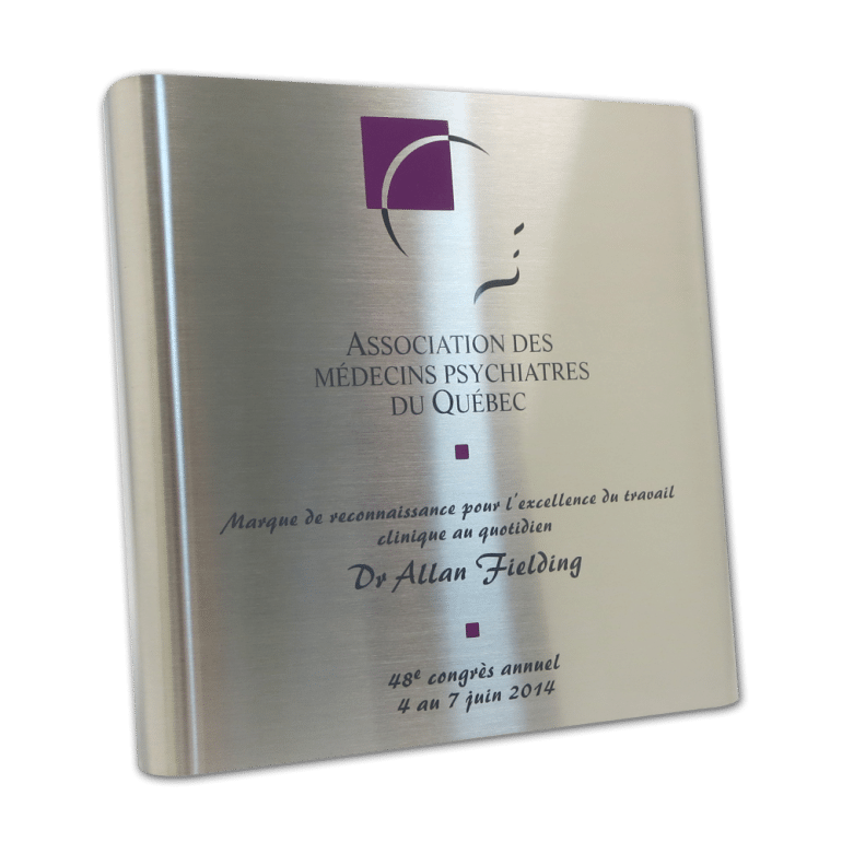 Plaque de reconnaissance en inox AMPQ Pontbriand