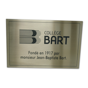 Plaque d'identification d'inox Collège Bart