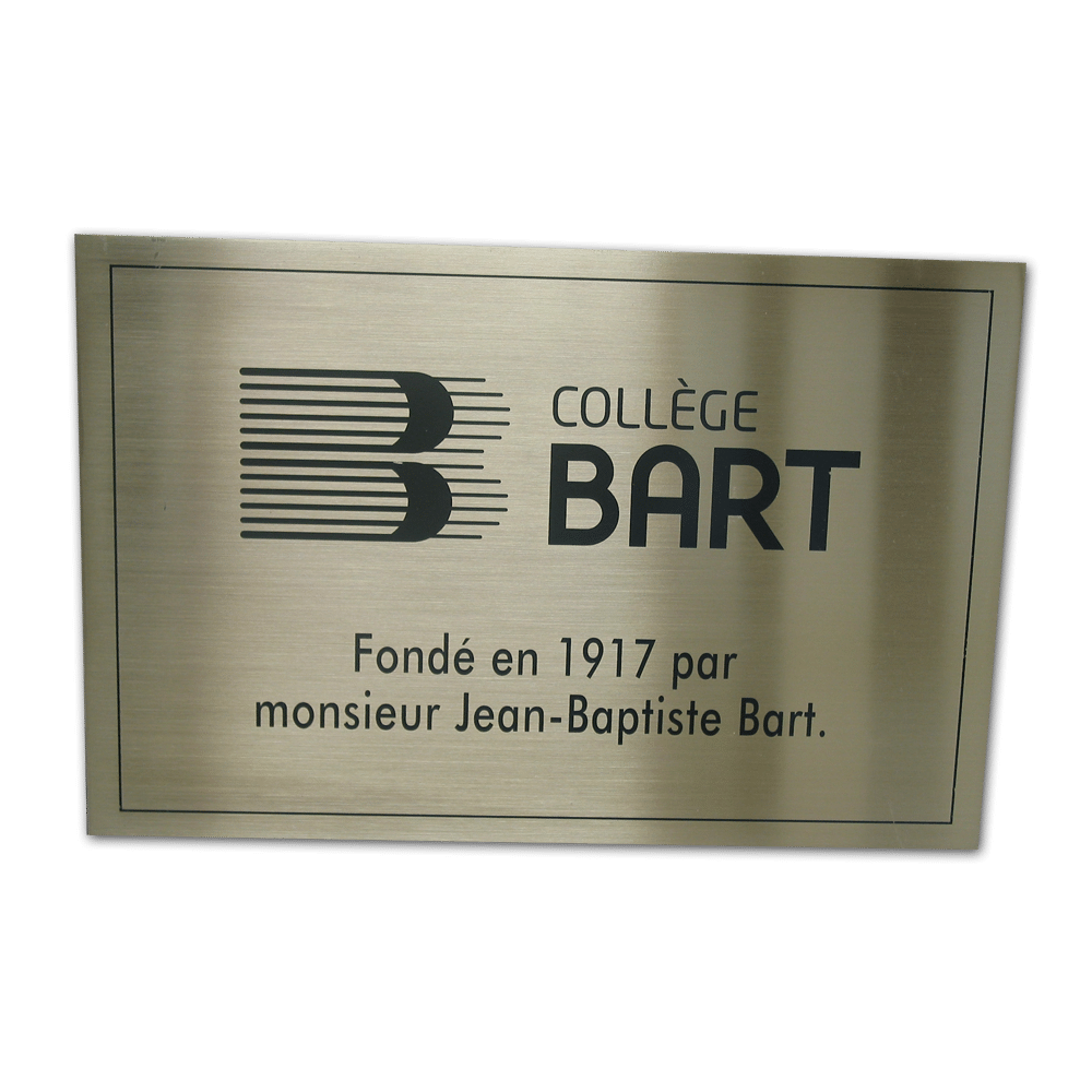Plaque d'identification d'inox Collège Bart