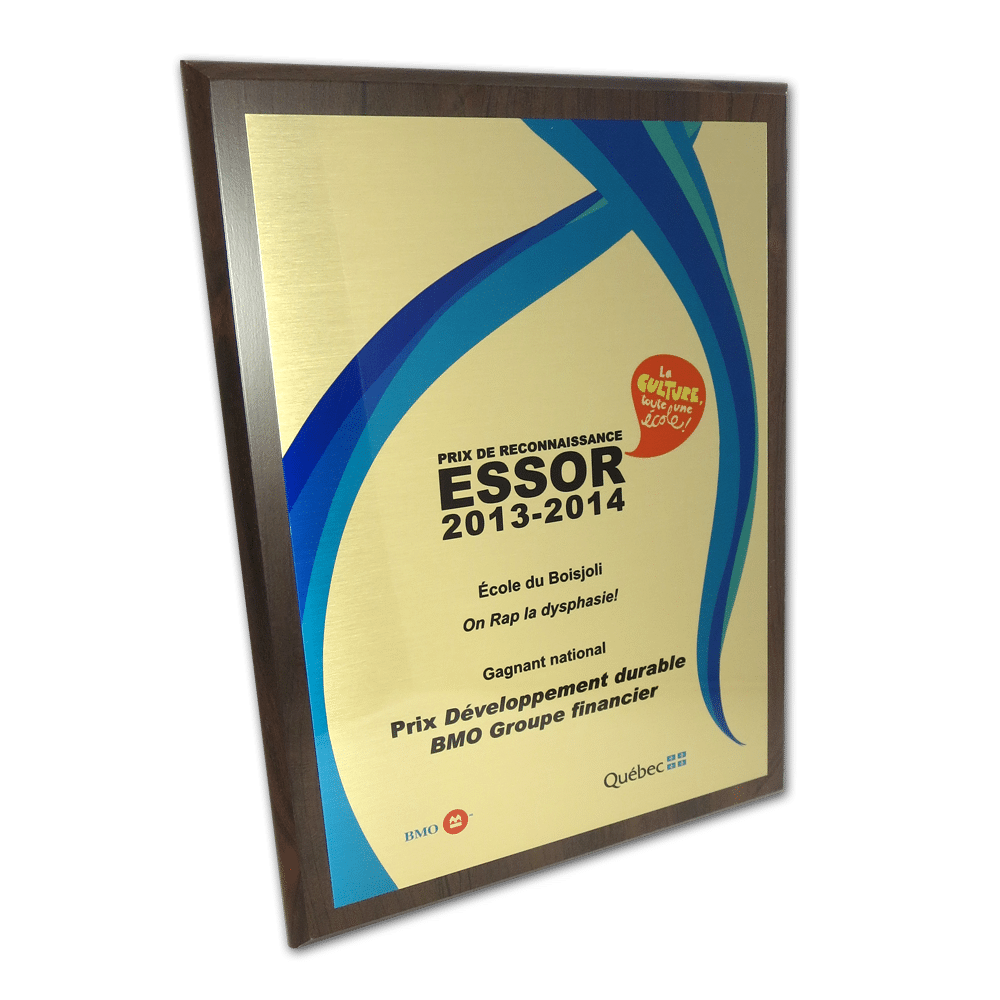 Plaque de reconnaissance Prix Essor BMO
