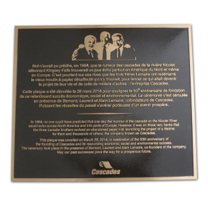 Plaque de bronze coulé Cascades