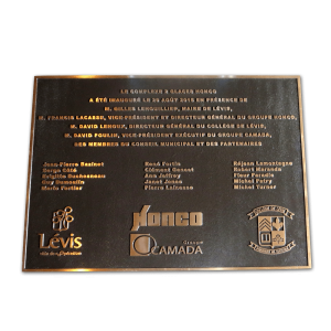 Plaque de bronze coulé Honco
