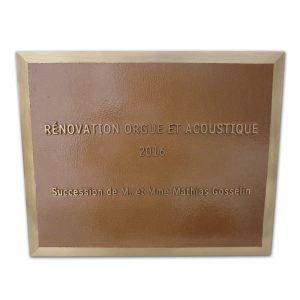 Plaque de bronze coulé orgue