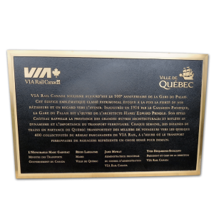 Plaque de bronze Via Rail