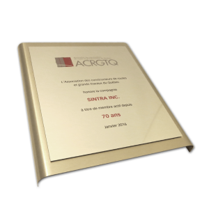 Plaque honorifique en aluminium anodisé | ACRGTQ