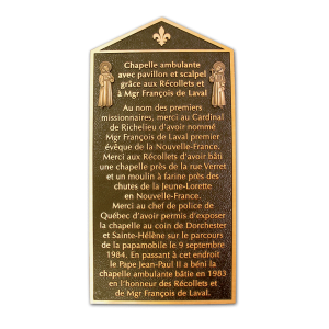 Plaque de bronze coulé Chapelle