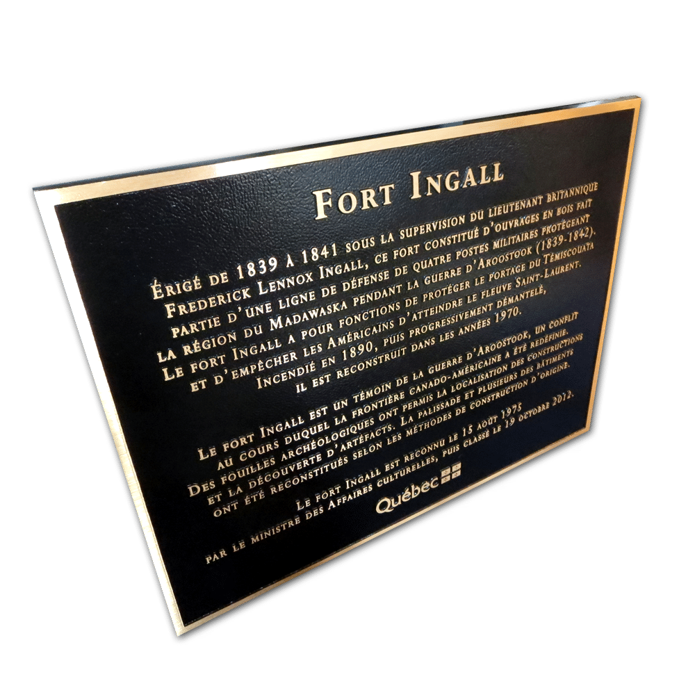 Plaque de bronze coulé Fort Ingall