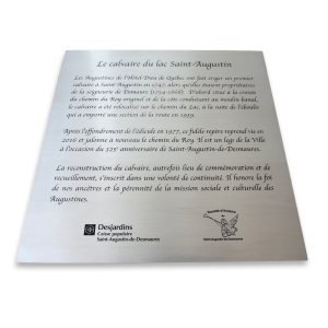 Plaque d'inox gravé Calvaire Saint-Augustin