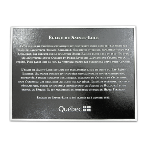 Plaque d'aluminium coulé Église Sainte-Luce