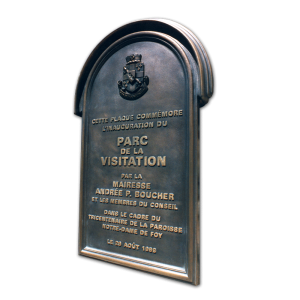 Plaque de bronze coulé Parc visitation
