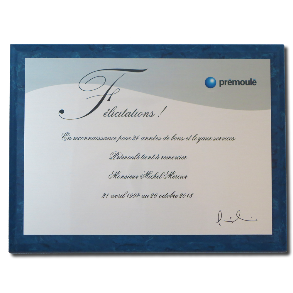 Plaque de reconnaissance en bois Prémoulé Pontbriand