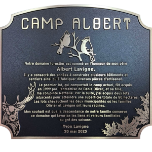 Plaque de bronze coulé Camp Albert