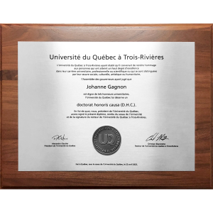 Plaque de distinction en bois de noyer | Doctorat Honoris Causa