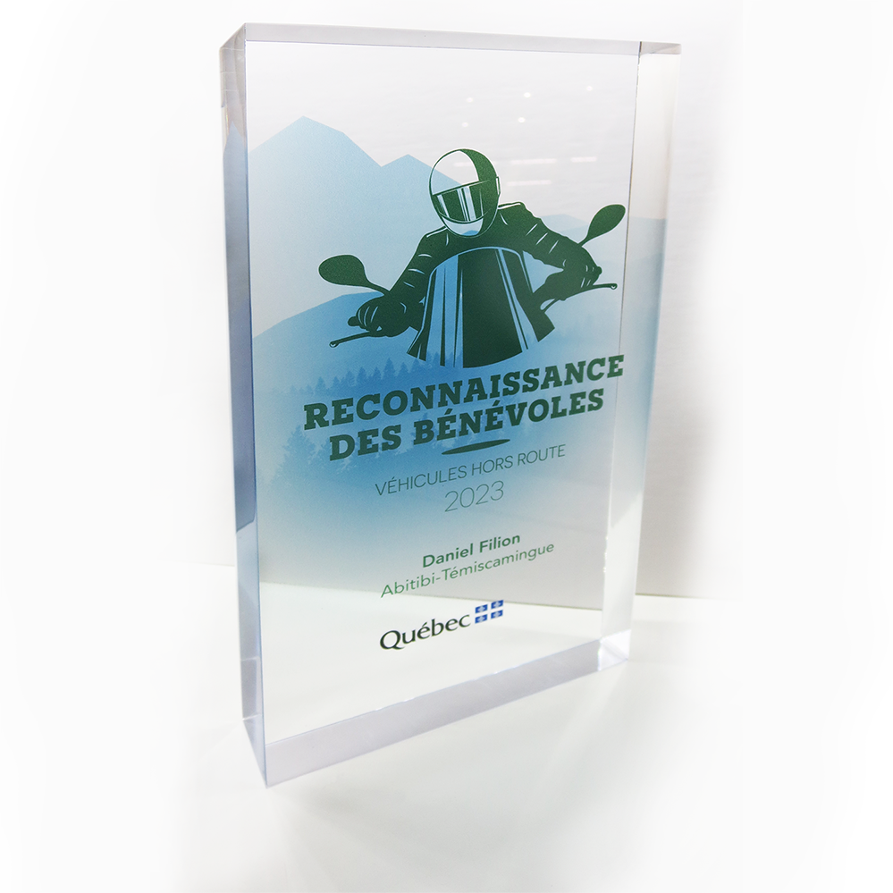 Trophée d'acrylique | Reconnaissance des bénévoles