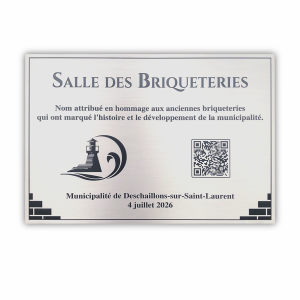 Plaque d'identification en aluminium gravé | Salle des Briqueteries
